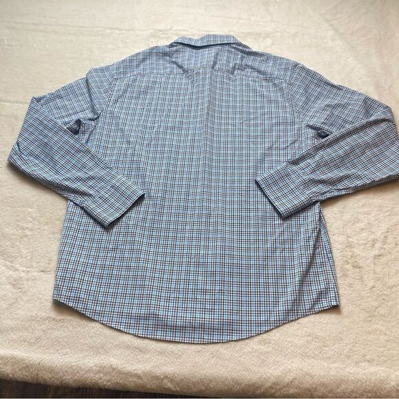Untuckit Long Sleeve Button Down Breganze Blue White Plaid Shirt Size Large - Picture 2 of 9